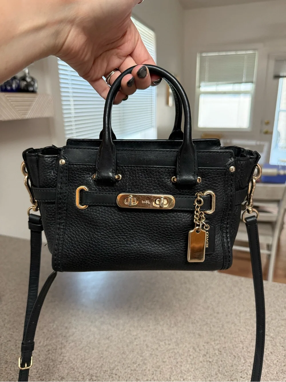 Coach Swagger 20 Pebble Leather Double Turnlock Purse